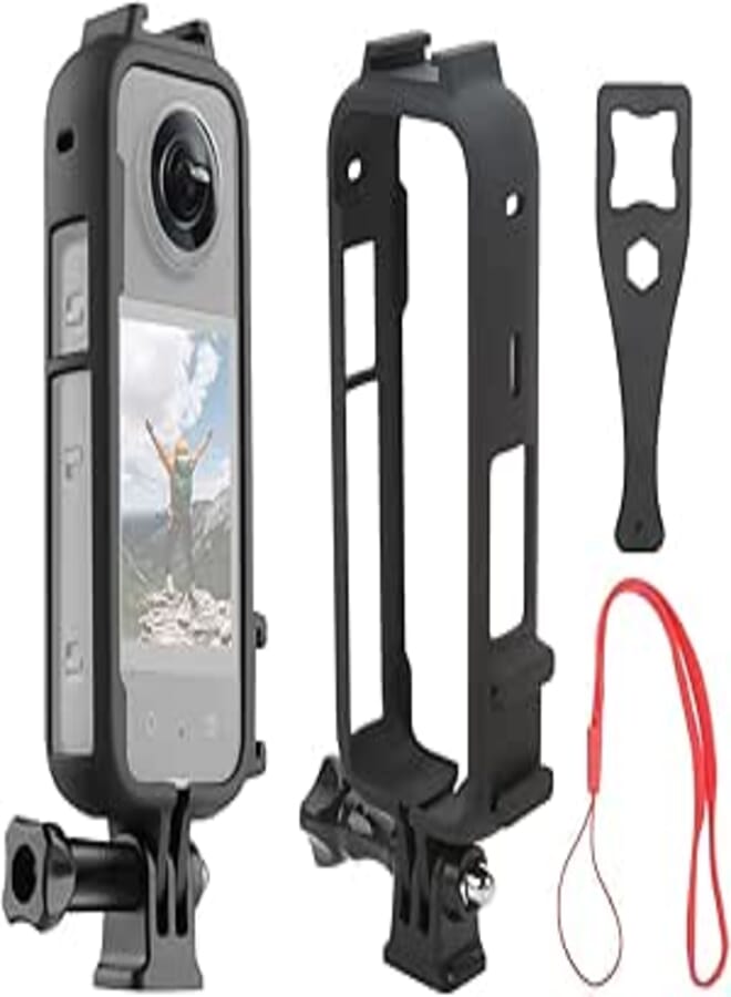 ADOFYS Housing Camera Protective Frame Video Cage with Dual Cold Shoe Tripod Adapter Mount Camera Vlog Accessories for Insta360 X4